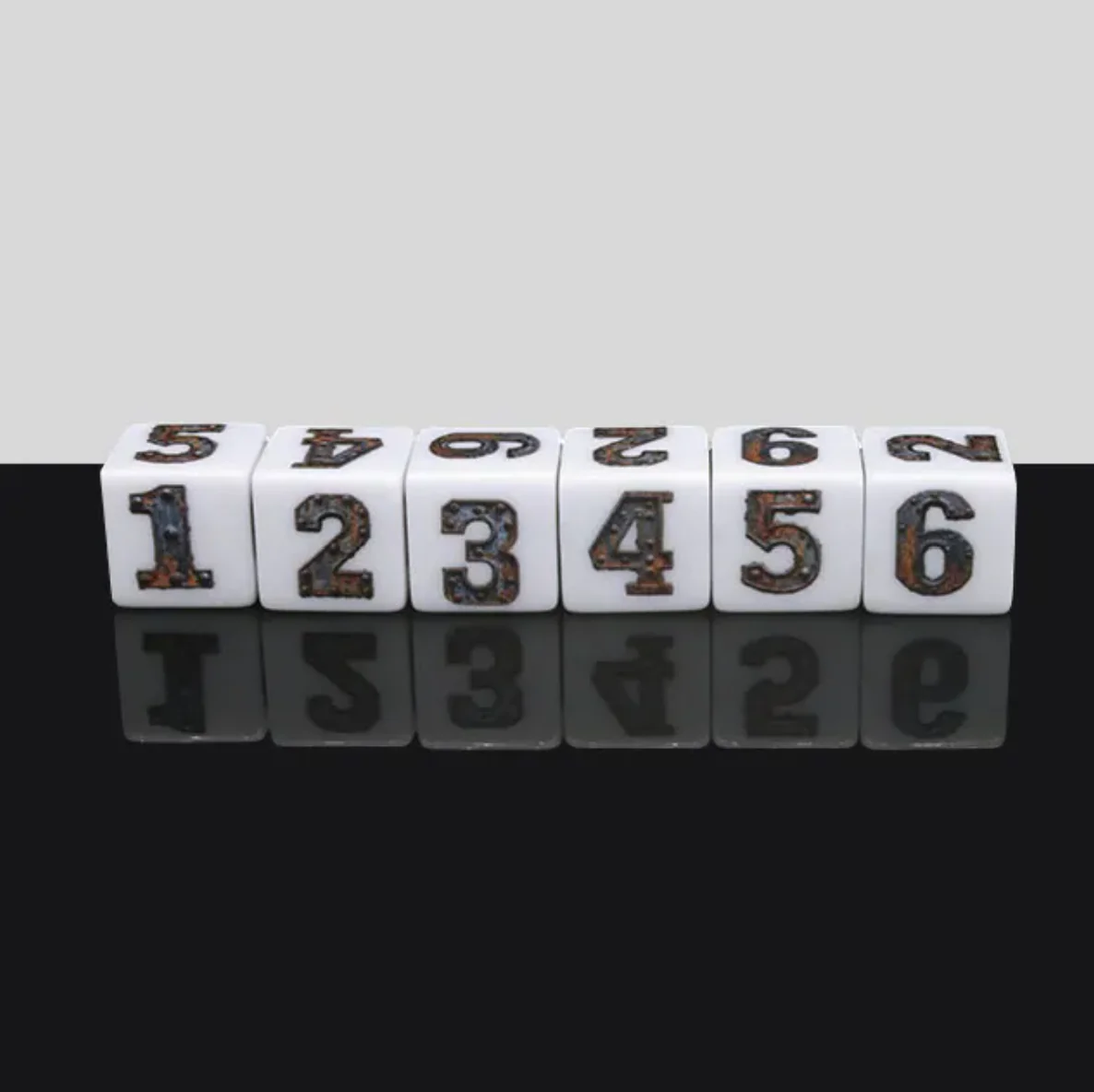 50 x Rusted Metal Number D6 - Printed On