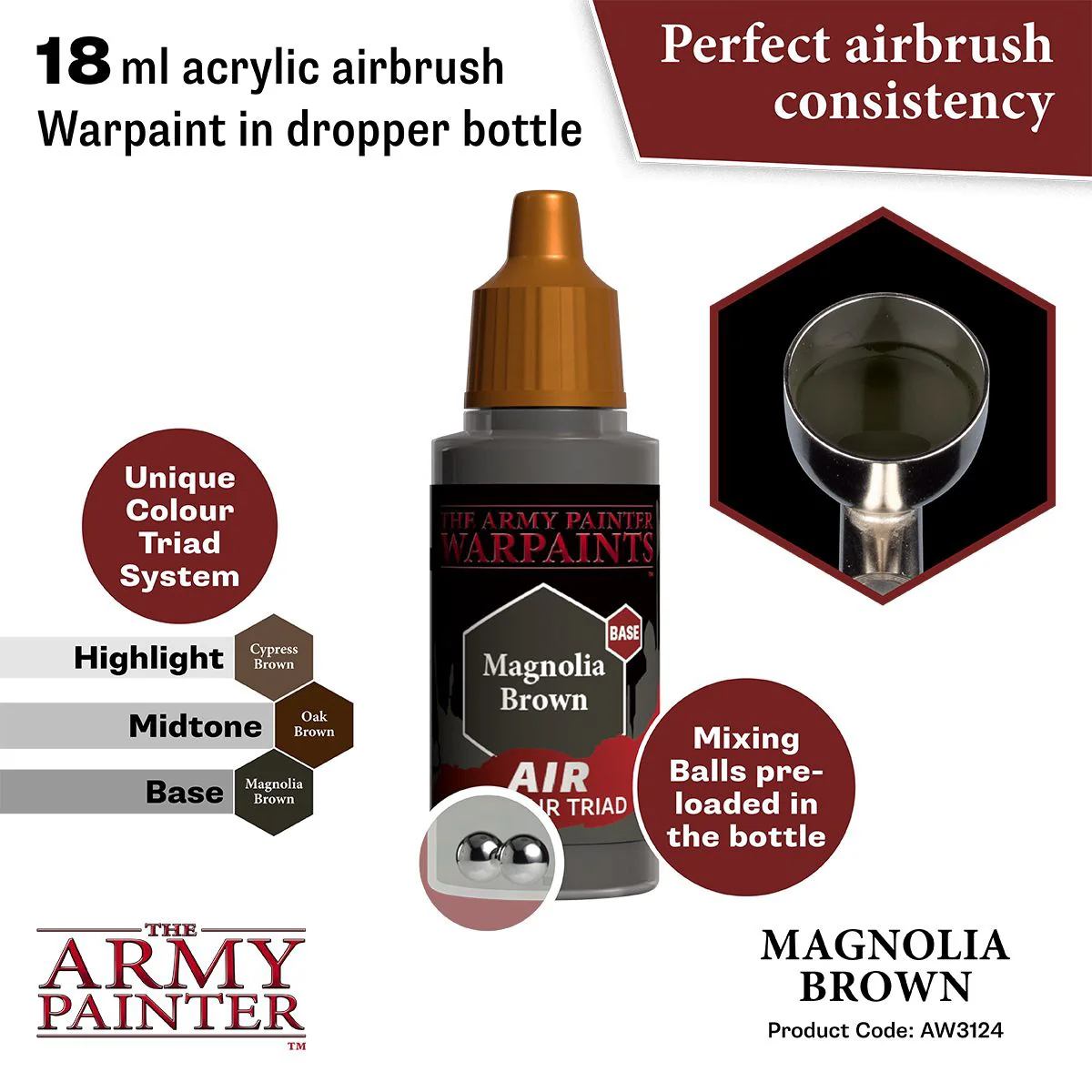 Army Painter - Warpaints Air - Magnolia Brown Acrylic Paint 18ml - Image 2