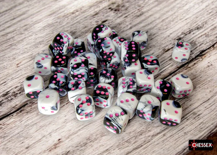 Chessex 12mm d6 Gemini Black-White/Pink CHX 26869