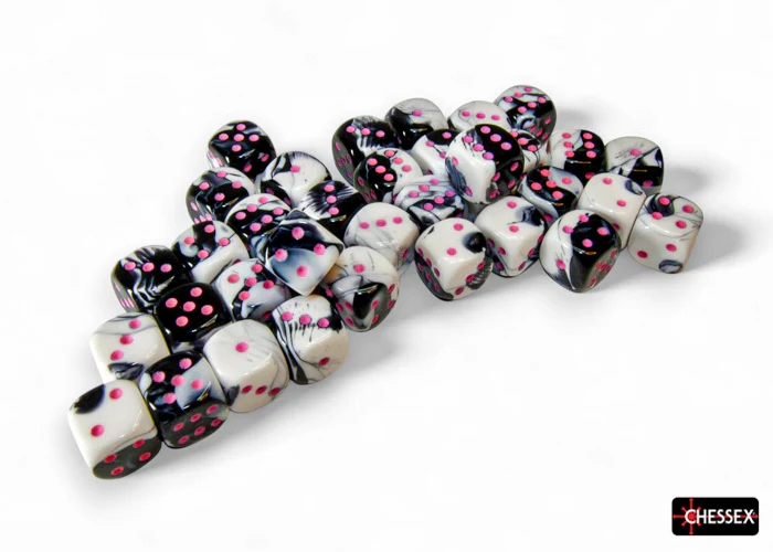 Chessex 12mm d6 Gemini Black-White/Pink CHX 26869 - Image 3