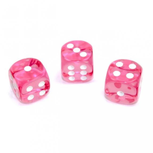 Chessex 16mm D6 Dice Block Translucent Pink/White