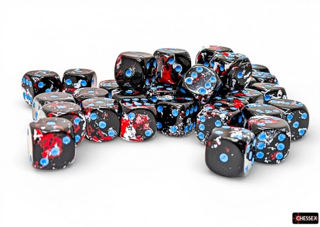 Chessex: Brush Dark Side/Blue 12mm D6 Dice Block (36 Dice)