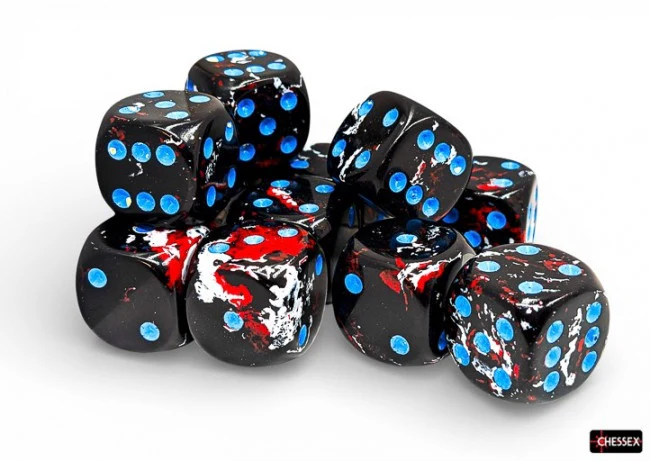 Chessex: Brush Dark Side/Blue 16mm D6 Dice Block (12 Dice)