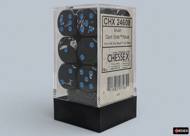 Chessex: Brush Dark Side/Blue 16mm D6 Dice Block (12 Dice) - Image 2