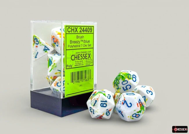 Chessex: Brush Polyhedral Breezy/Blue 7-Die Set - Image 3
