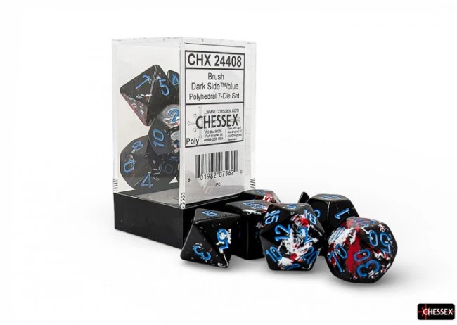 Chessex: Brush Polyhedral Dark Side/Blue 7-Die Set - Image 3