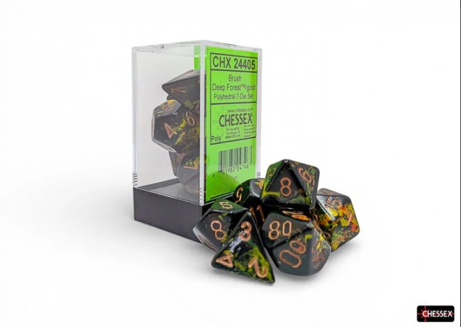 Chessex: Brush Polyhedral Deep Forest/Gold 7-Die Set - Image 3