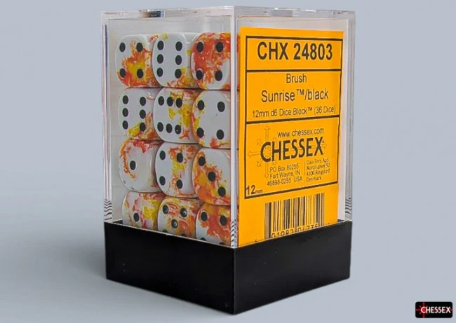 Chessex: Brush Sunrise/Black 12mm D6 Dice Block (36 Dice) - Image 2