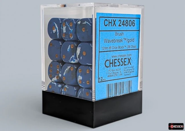Chessex: Brush Wavebreak/Gold 12mm D6 Dice Block (36 Dice) - Image 2