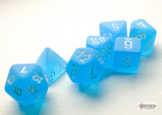 Chessex Frosted Mini-hedral Caribbean Blue/white 7-Die Set - Image 2