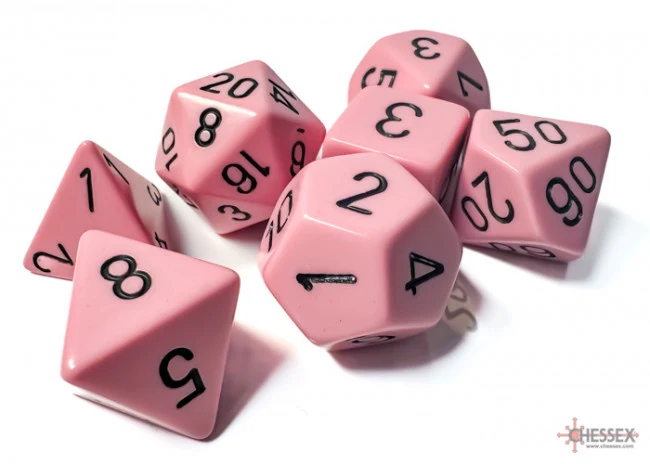 Chessex Polyhedral 7-Die Set Opaque Pastel Pink/black - Image 2