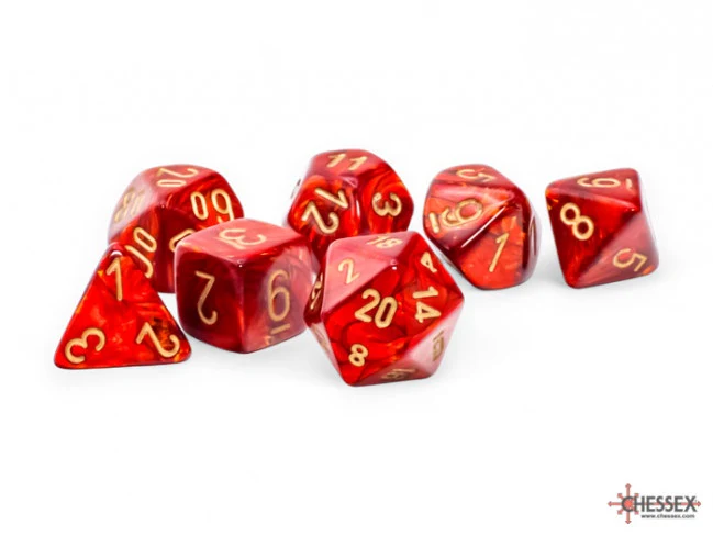 Chessex Scarab Mega-hedral Scarlet/gold 7-Die Set - Image 2