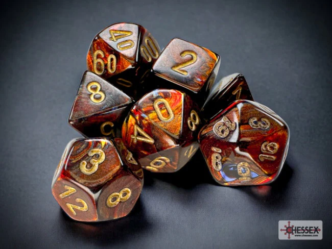 Chessex Scarab Mini-hedral Blue Blood/gold 7-Die Set