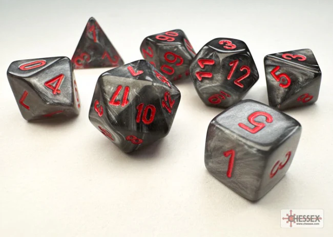 Chessex Velvet Mini-hedral Black/red 7-Die Set - Image 2