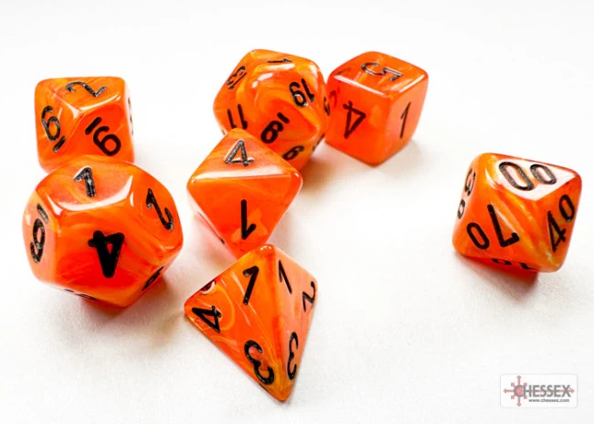 Chessex Vortex Mini-hedral Orange/black 7-Die Set - Image 2