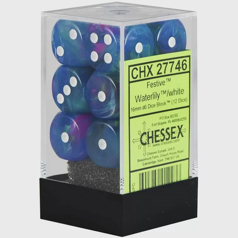 CHX 27746 Festive 16mm d6 Waterlily/White Block (12)