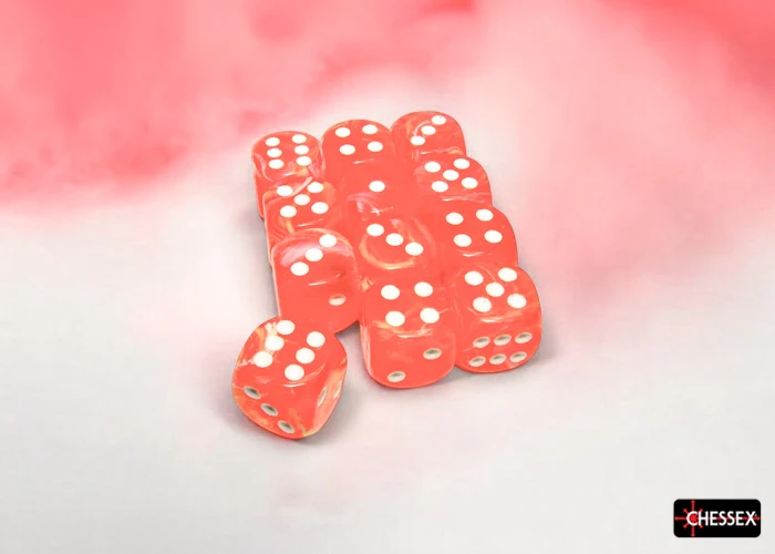 CHX 27753 Festive Dahlia/white 16mm d6 Dice Block (12 dice) - Image 3