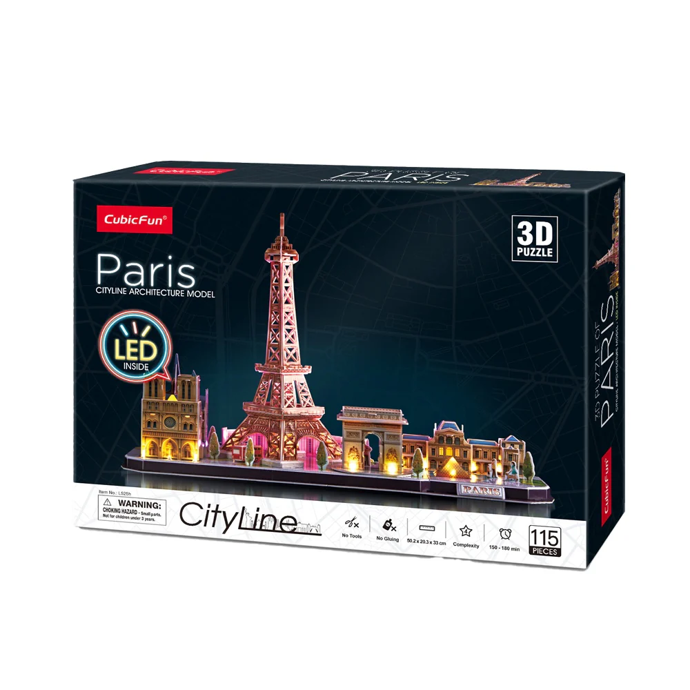 CubicFun - LED City Line Paris 3D Puzzle - 115pc