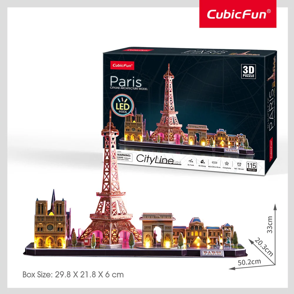 CubicFun - LED City Line Paris 3D Puzzle - 115pc - Image 2
