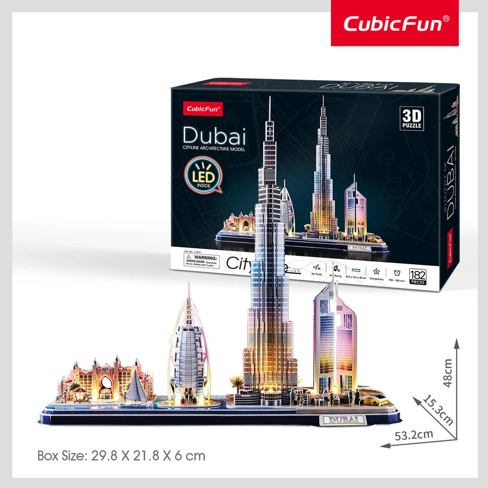 CubicFun - LED CityLine Dubai 3D Puzzle - 182pc - Image 2