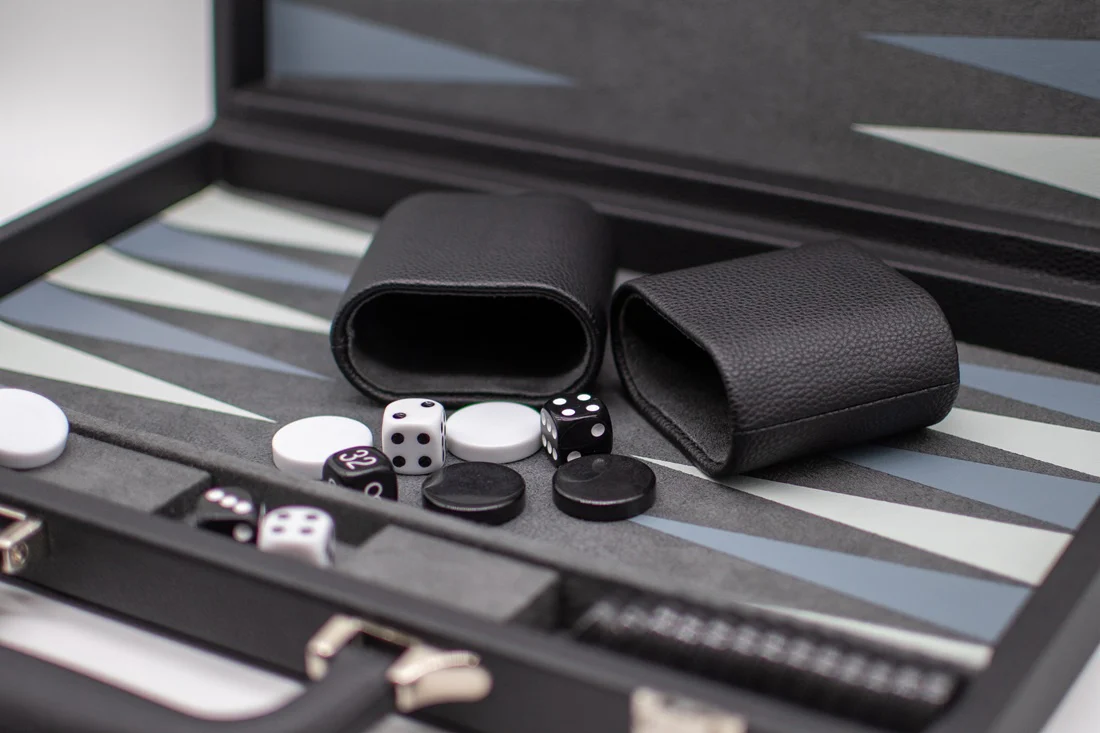 LPG Classics Leather Backgammon Set - Black - Image 3