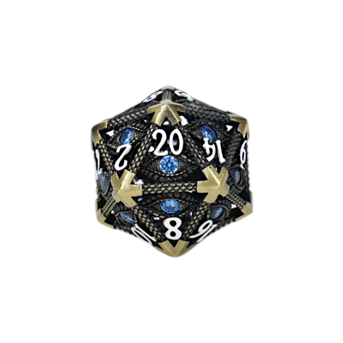 LPG Dice Scaled Eye Dice Set Tarnished Gold/Blue - Image 2