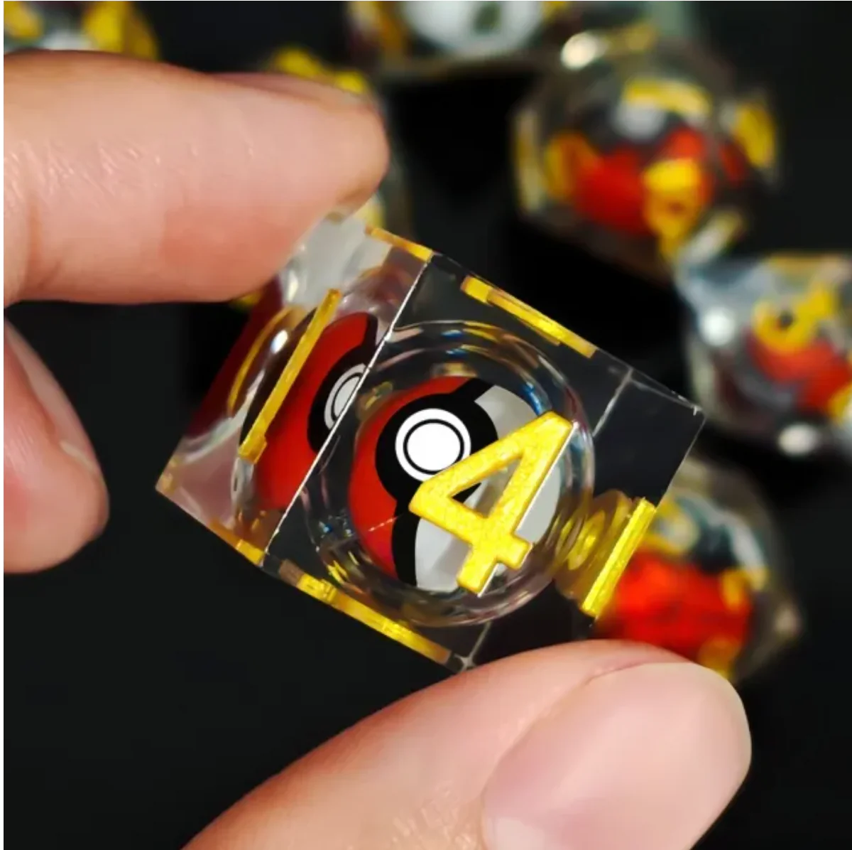 RPG D7 Dice Set with Floating Pokeball - Gold Font - Image 3