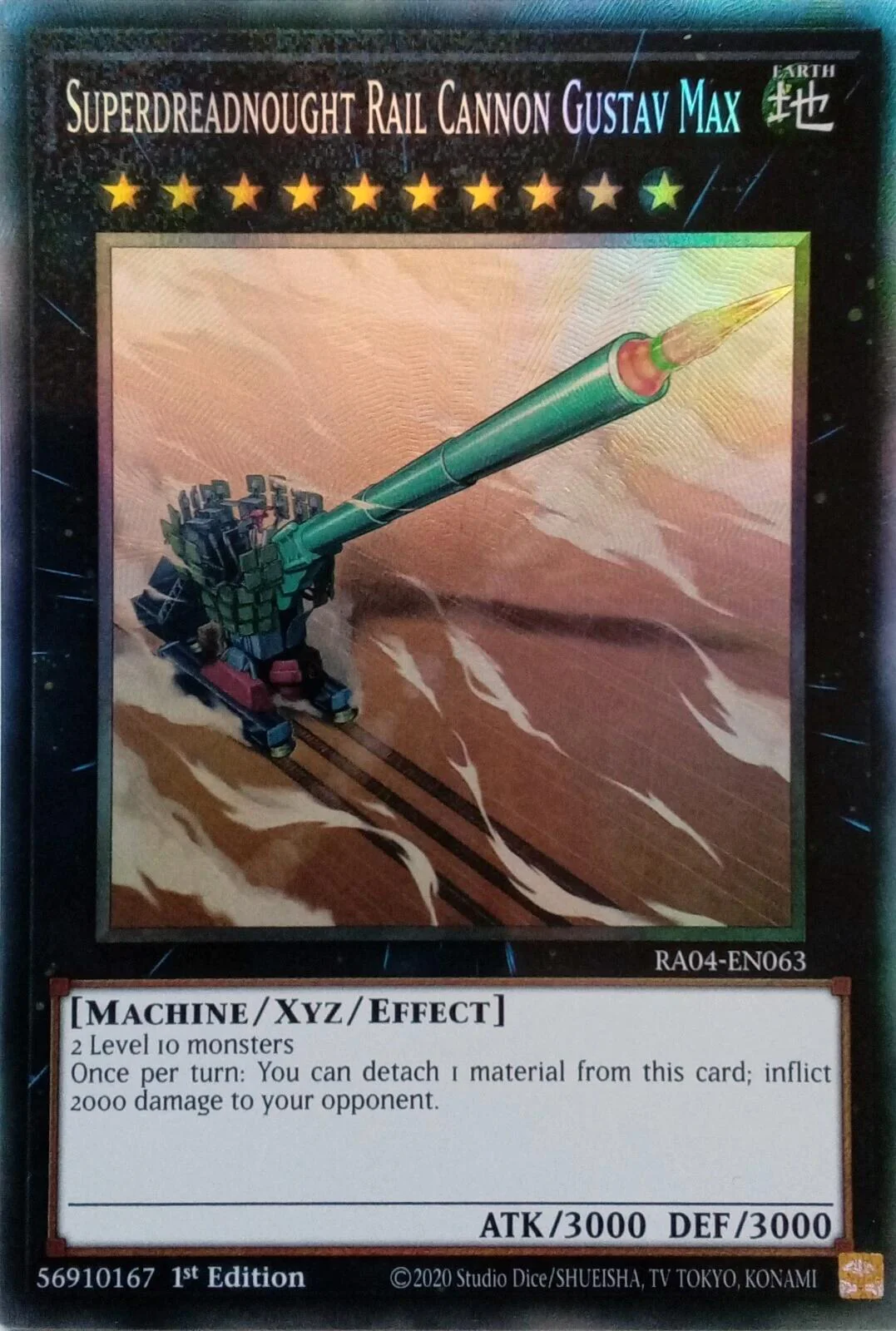 Superdreadnought Rail Cannon Gustav Max [RA04-EN063] Prismatic Collector's Rare