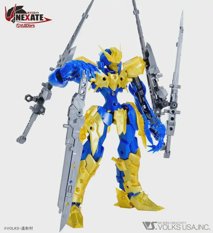 VLOCKer's NEXATE PRIME V-RAID Knight Blue x Gold Plastic Model Kit