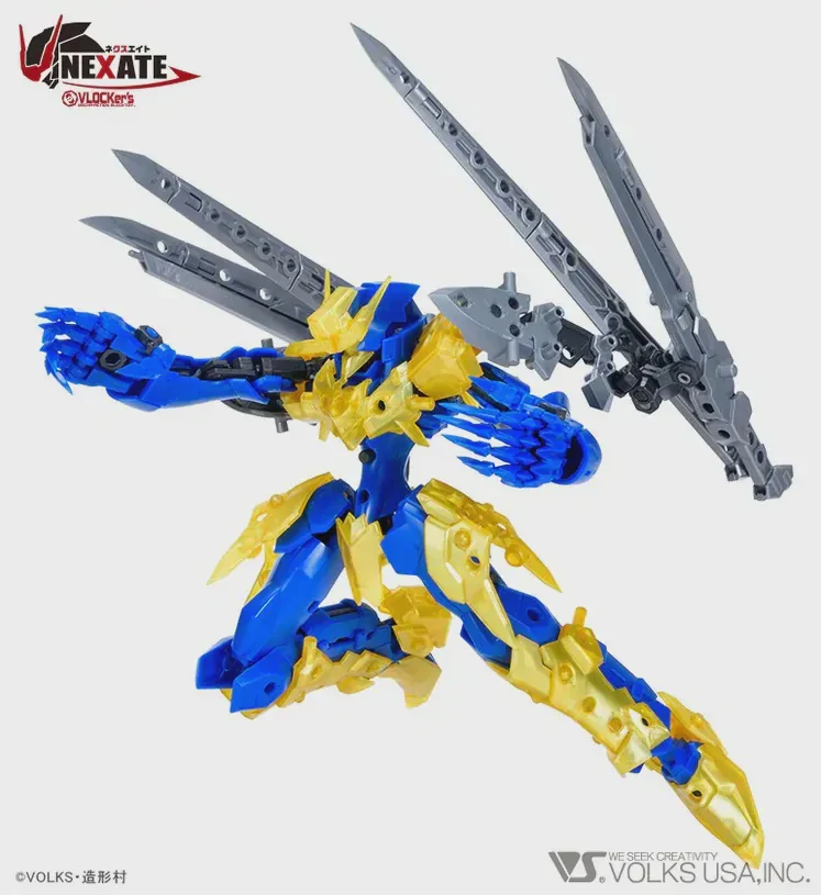 VLOCKer's NEXATE PRIME V-RAID Knight Blue x Gold Plastic Model Kit - Image 3